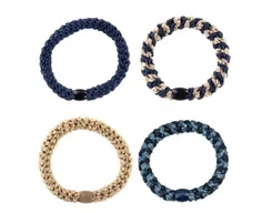 Kknekki hårelastikker dark blue gold mix (4-pak)